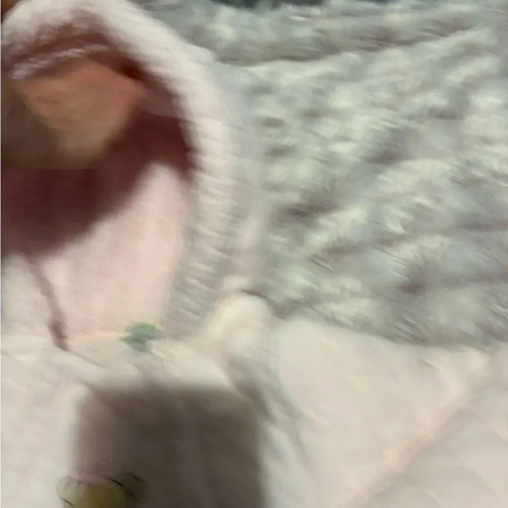 Little Me Blush Pink Bear Quilted Hooded Double Zip Footed Insulated Pram 6-9m